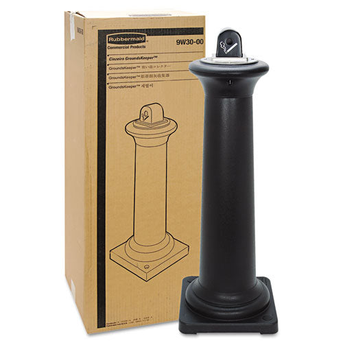 Image of Rubbermaid® Commercial GroundsKeeper Tuscan Receptacle, 22.05 gal, 13 dia x 38.38h, Black