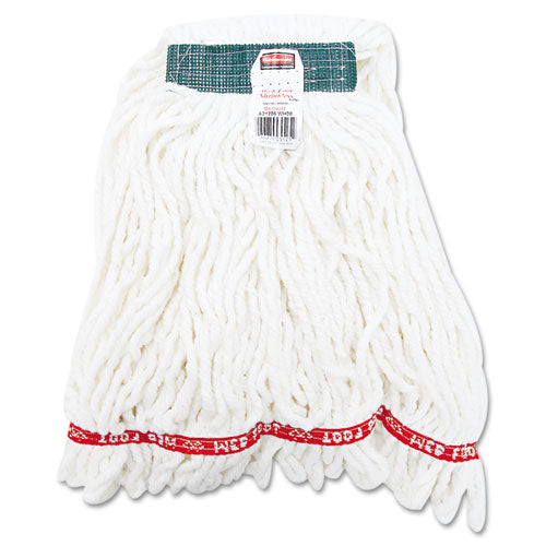Image of Rubbermaid® Commercial Web Foot Shrinkless Looped-End Wet Mop Head, Cotton/synthetic, Medium, White