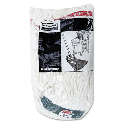 Image of Rubbermaid® Commercial Web Foot Shrinkless Looped-End Wet Mop Head, Cotton/synthetic, Medium, White
