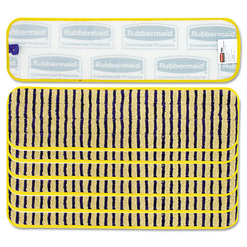 Image of Rubbermaid® Commercial Microfiber Scrubber Pad, Vertical Polyprolene Stripes, 18", Yellow, 6/carton