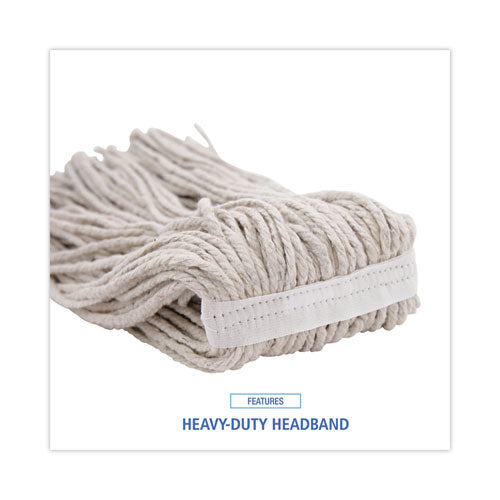 Image of Boardwalk® Premium Cut-End Wet Mop Heads, Cotton, 16oz, White, 12/carton