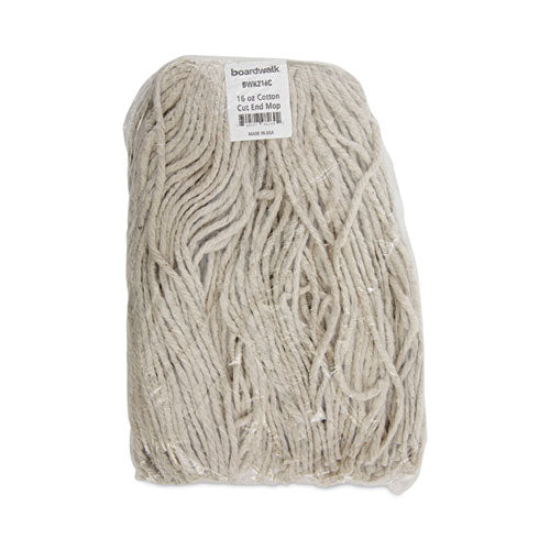 Image of Boardwalk® Premium Cut-End Wet Mop Heads, Cotton, 16oz, White, 12/carton