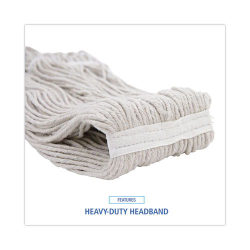 Image of Boardwalk® Premium Cut-End Wet Mop Heads, Cotton, 20oz, White, 12/carton