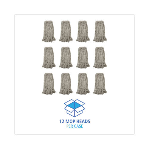 Image of Boardwalk® Premium Cut-End Wet Mop Heads, Cotton, 20oz, White, 12/carton