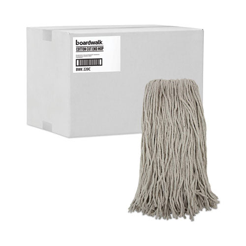 Image of Boardwalk® Premium Cut-End Wet Mop Heads, Cotton, 20oz, White, 12/carton
