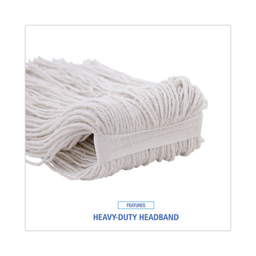 Image of Boardwalk® Premium Cut-End Wet Mop Heads, Rayon, 24oz, White, 12/carton