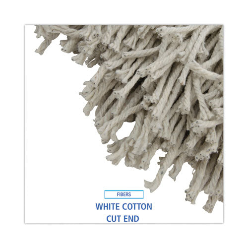 Image of Boardwalk® Mop Head, Premium Standard Head, Cotton Fiber, 32oz, White, 12/carton