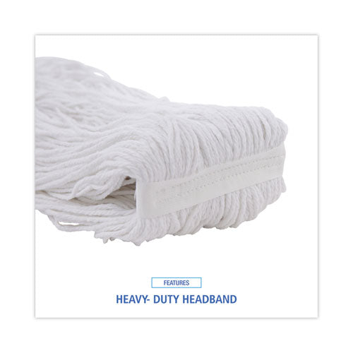 Image of Boardwalk® Mop Head, Premium Standard Head, Rayon Fiber, 32oz, White, 12/carton
