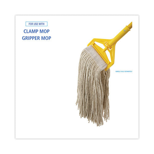 Image of Boardwalk® Mop Head, Premium Saddleback Head, Cotton Fiber, 24 oz, White, 12/Carton