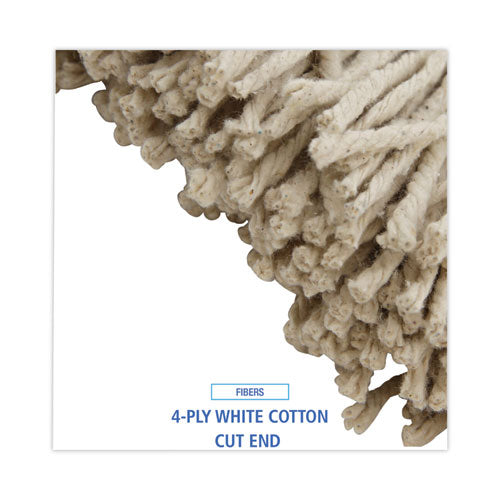 Image of Boardwalk® Mop Head, Premium Saddleback Head, Cotton Fiber, 24 oz, White, 12/Carton