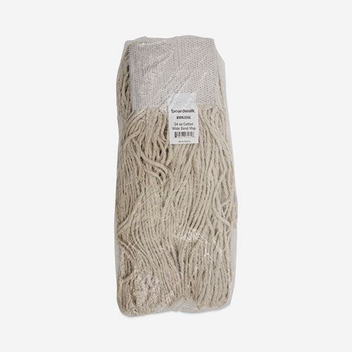 Image of Boardwalk® Mop Head, Premium Saddleback Head, Cotton Fiber, 24 oz, White, 12/Carton