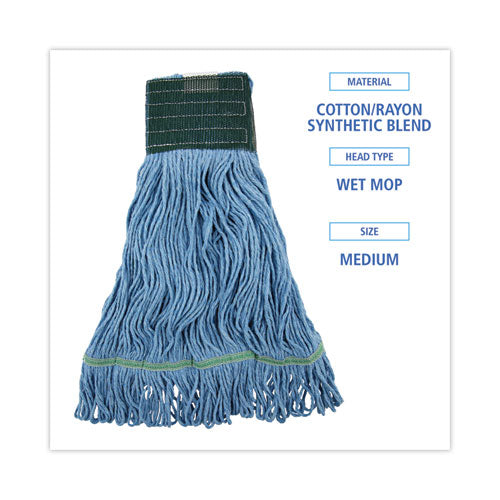 Image of Boardwalk® Looped End Mop Kit, Medium Blue Cotton/rayon/synthetic Head, 60" Yellow Metal/polypropylene Handle