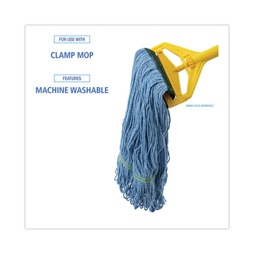 Image of Boardwalk® Mop Head, Premium Standard Head, Cotton/rayon Fiber, Medium, Blue, 12/carton