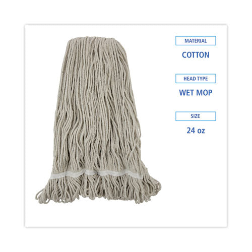 Image of Boardwalk® Pro Loop Web/tailband Wet Mop Head, Cotton, 24oz, White, 12/carton