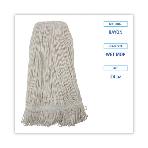 Image of Boardwalk® Pro Loop Web/tailband Wet Mop Head, Rayon, 24oz, White, 12/carton
