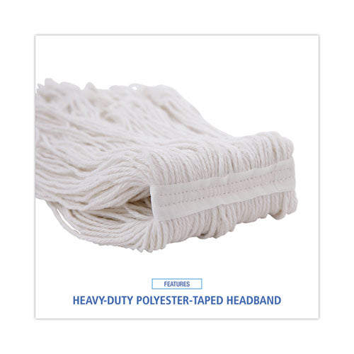 Image of Boardwalk® Pro Loop Web/tailband Wet Mop Head, Rayon, 24oz, White, 12/carton