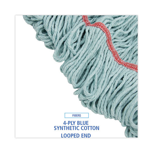 Image of Boardwalk® Echomop With Looped-End Wet Head, Synthetic/cotton, Large, Blue, 12/carton