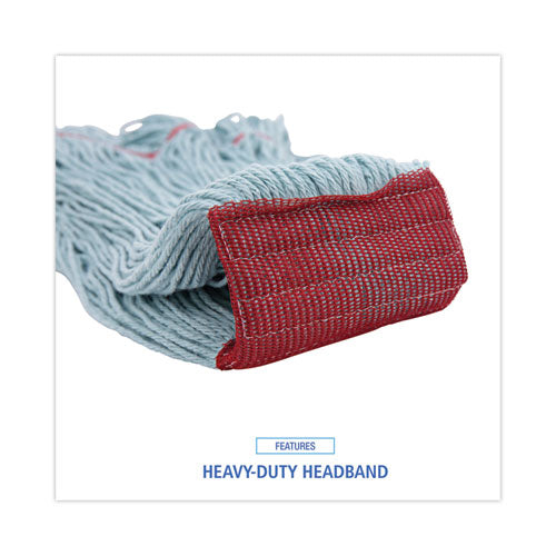 Image of Boardwalk® Echomop With Looped-End Wet Head, Synthetic/cotton, Large, Blue, 12/carton
