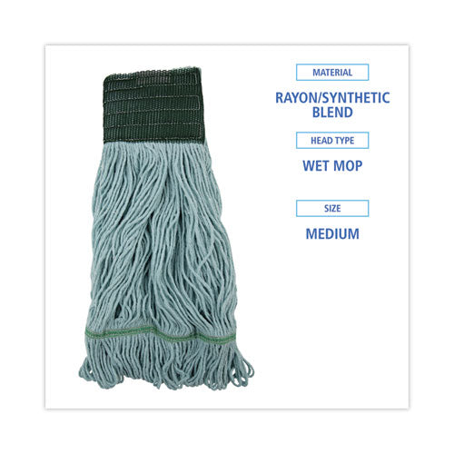 Image of Boardwalk® Echomop With Looped-End Wet Head, Synthetic/cotton, Medium, Blue, 12/carton