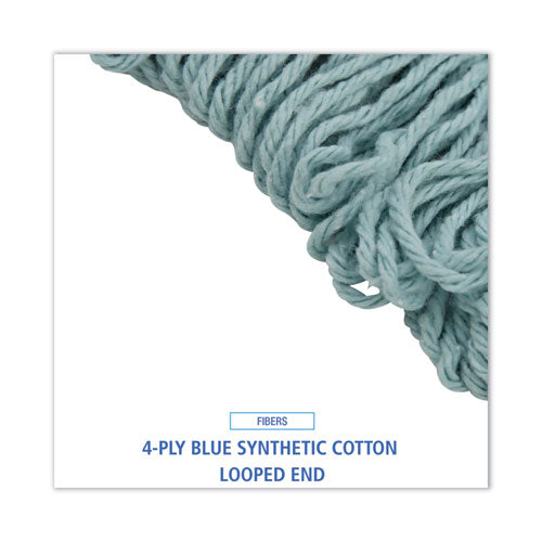 Image of Boardwalk® Echomop With Looped-End Wet Head, Synthetic/cotton, Medium, Blue, 12/carton