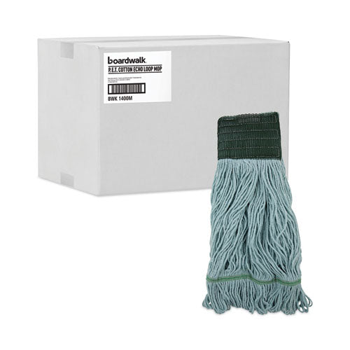 Image of Boardwalk® Echomop With Looped-End Wet Head, Synthetic/cotton, Medium, Blue, 12/carton