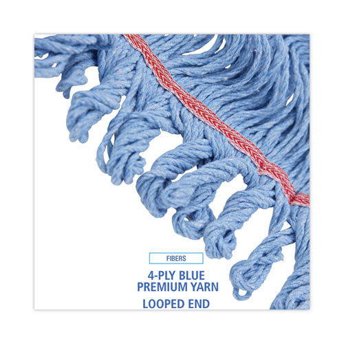 Image of Boardwalk® Pro Loop Web/tailband Mop Head, Blue, Large, 12/carton