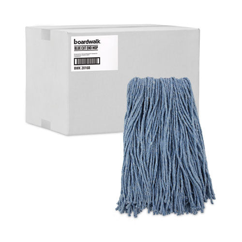 Image of Boardwalk® Mop Head, Standard Head, Cotton/synthetic Fiber, Cut-End, #16., Blue