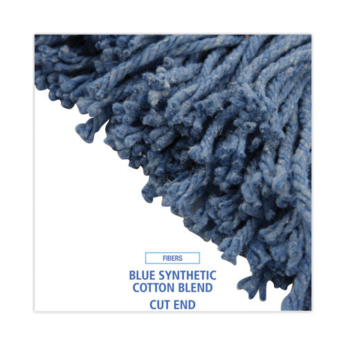 Image of Boardwalk® Mop Head, Standard Head, Cotton/synthetic Fiber, Cut-End, #20, Blue, 12/carton