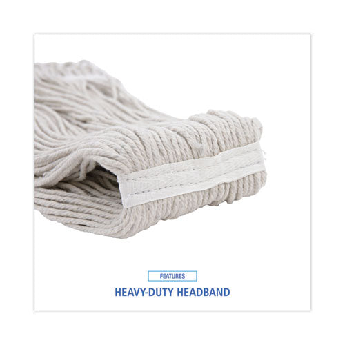 Image of Boardwalk® Cut-End Wet Mop Head, Cotton, No. 32, White, 12/carton