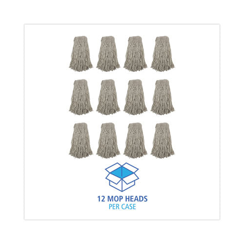 Image of Boardwalk® Cut-End Wet Mop Head, Cotton, No. 32, White, 12/carton