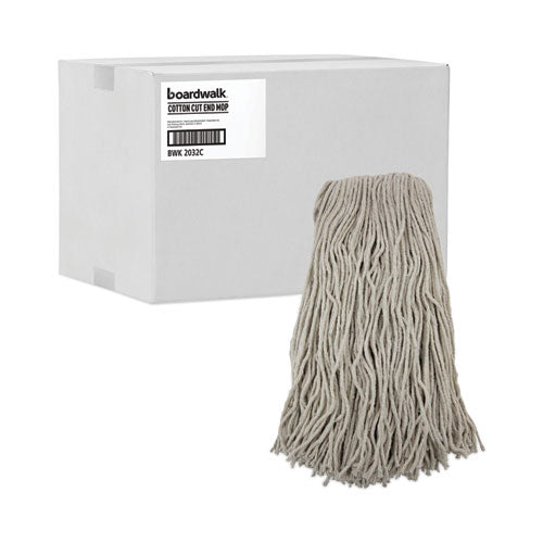 Image of Boardwalk® Cut-End Wet Mop Head, Cotton, No. 32, White, 12/carton