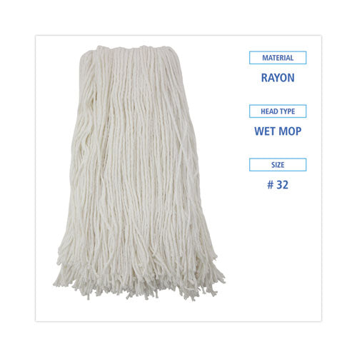 Image of Boardwalk® Cut-End Wet Mop Head, Rayon, No. 32, White