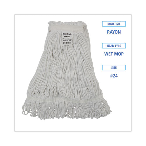 Image of Boardwalk® Pro Loop Web/tailband Wet Mop Head, Rayon, #24 Size, White, 12/carton