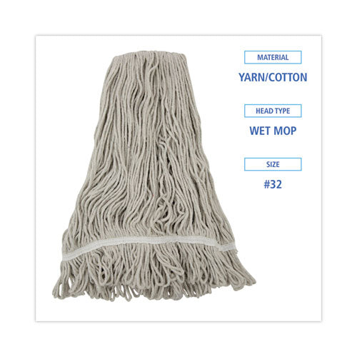 Image of Boardwalk® Mop Head, Loop Web/tailband, Value Standard, Cotton, No. 32, White, 12/carton