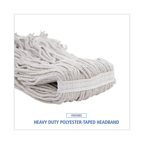 Image of Boardwalk® Mop Head, Loop Web/tailband, Value Standard, Cotton, No. 32, White, 12/carton