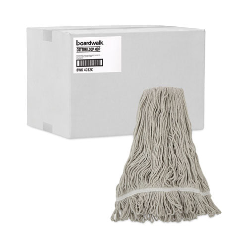 Image of Boardwalk® Mop Head, Loop Web/tailband, Value Standard, Cotton, No. 32, White, 12/carton
