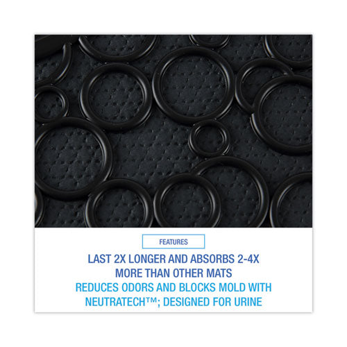 Image of Boardwalk® Commode Mat 2.0 Disposable Toilet Floor Mat, Non-Slip Rubber, 22 x 22, Black, 6/Carton