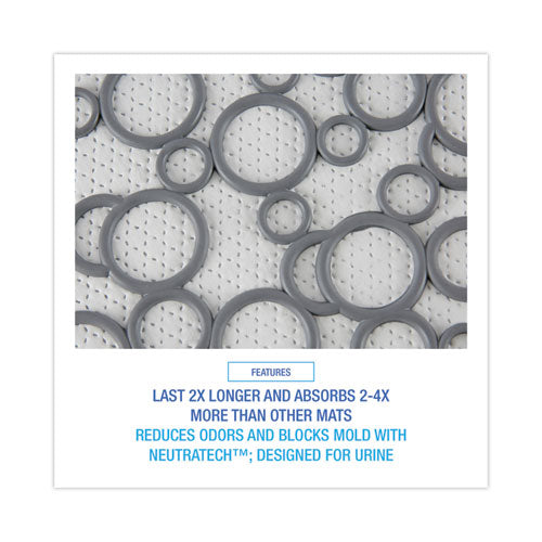 Image of Boardwalk® Commode Mat 2.0 Disposable Toilet Floor Mat, Non-Slip Rubber, 22 x 22, Gray/White, 6/Carton