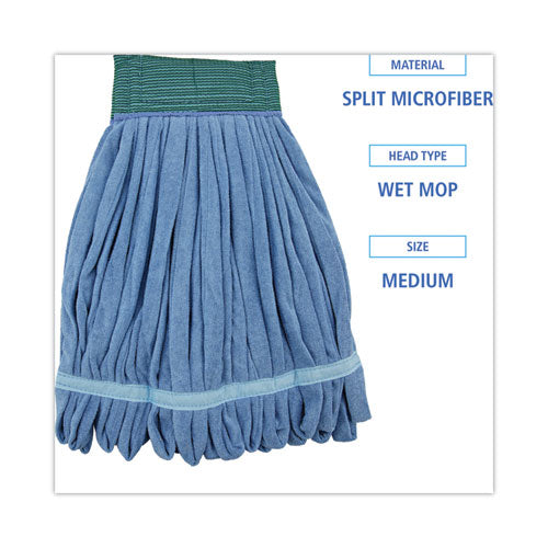 Image of Boardwalk® Microfiber Looped-End Wet Mop Head, Medium, Blue