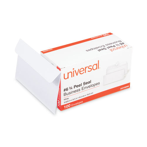 Image of Universal® Peel Seal Strip Business Envelope, #6 3/4, Square Flap, Self-Adhesive Closure, 3.63 X 6.5, White, 100/box