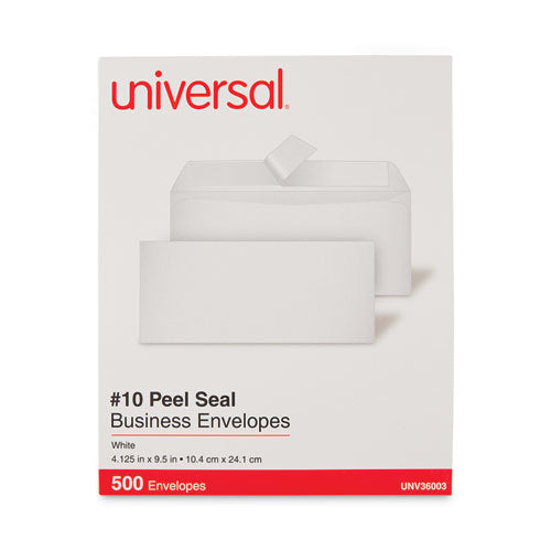 Image of Universal® Peel Seal Strip Business Envelope, #10, Square Flap, Self-Adhesive Closure, 4.13 X 9.5, White, 500/box