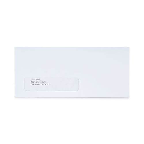 Image of Universal® Peel Seal Strip Business Envelope, Address Window, #10, Square Flap, Self-Adhesive Closure, 4.13 x 9.5, White, 500/Box