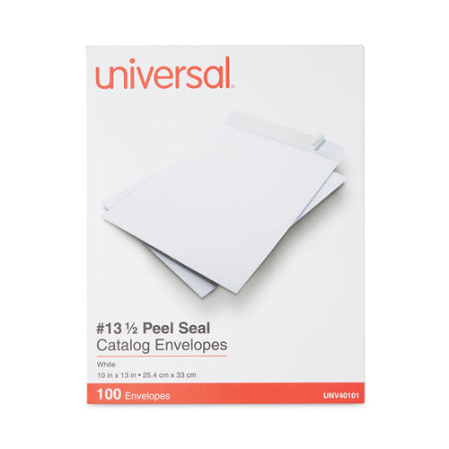 Image of Universal® Peel Seal Strip Catalog Envelope, #13 1/2, Square Flap, Self-Adhesive Closure, 10 X 13, White, 100/box