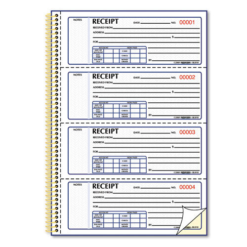Image of Rediform® Gold Standard Money Receipt Book, Two-Part Carbonless, 7 x 2.75, 4 Forms/Sheet, 300 Forms Total