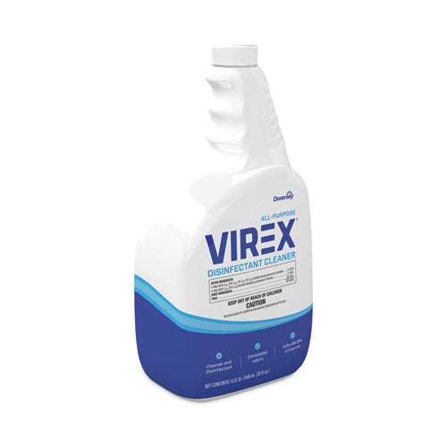 Image of Diversey Virex All-Purpose Disinfectant Cleaner, Lemon Scent, 32 Oz Spray Bottle, 4/carton