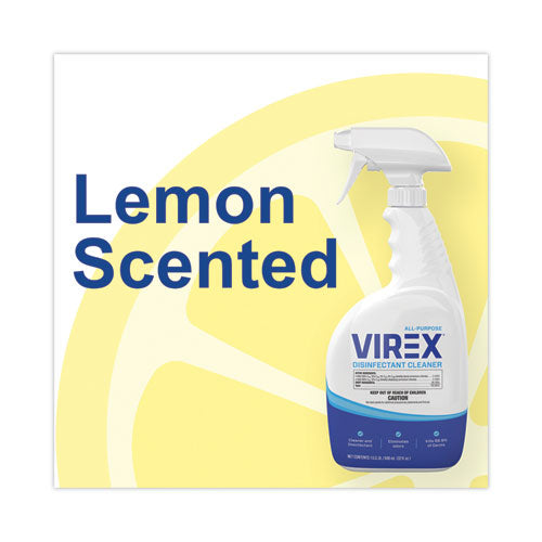 Image of Diversey Virex All-Purpose Disinfectant Cleaner, Lemon Scent, 32 Oz Spray Bottle, 4/carton