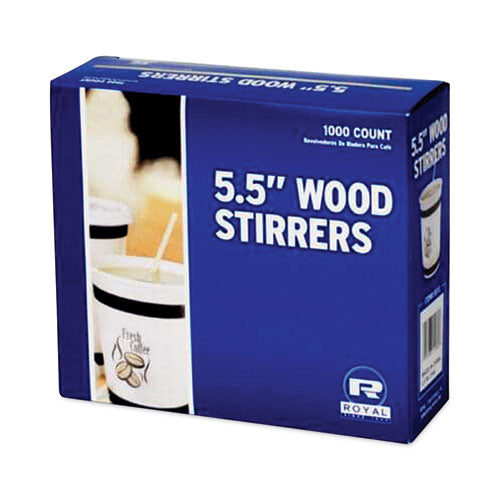 Image of AmerCareRoyal® Wood Coffee Stirrers, 5.5", 1,000 Stirrers/box