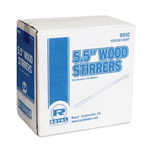 Image of AmerCareRoyal® Wood Coffee Stirrers, 5.5", 1,000 Stirrers/box