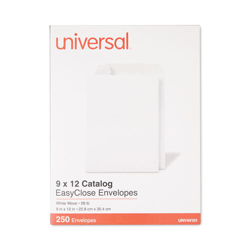Image of Universal® EasyClose Catalog Envelope, #10 1/2, Square Flap, Self-Adhesive Closure, 9 x 12, White, 250/Box