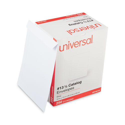 Image of Universal® Catalog Envelope, 24 lb Bond Weight Paper, #13 1/2, Square Flap, Gummed Closure, 10 x 13, White, 250/Box